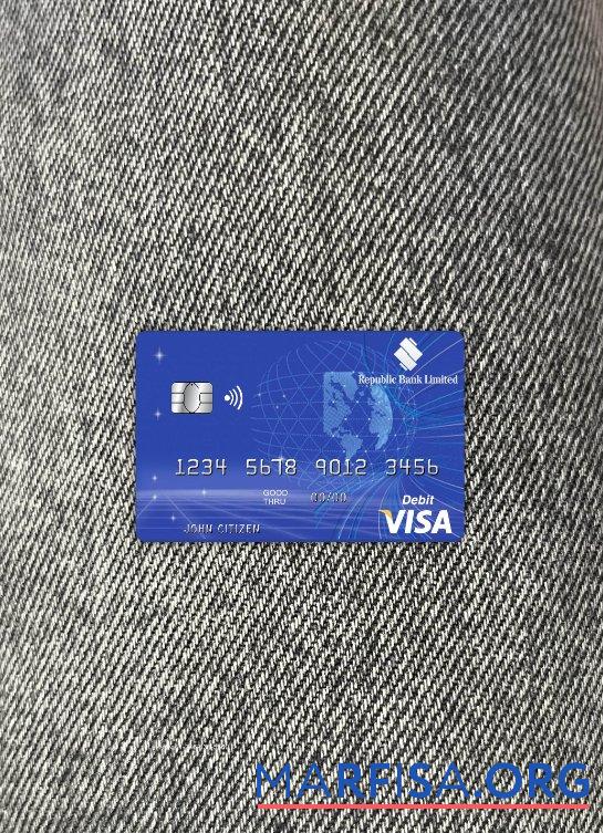 Realistic Barbados Republic Bank visa card photolook front sample